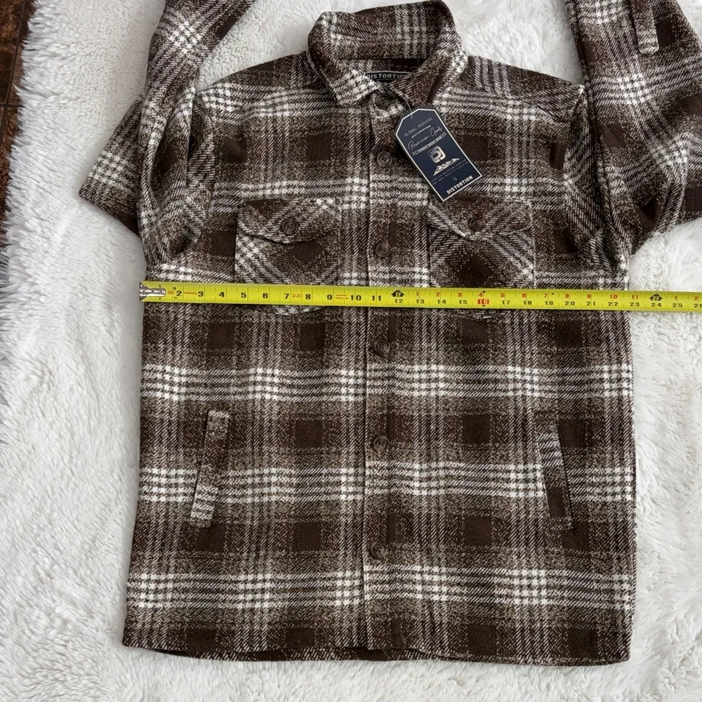 Distortion,Size L,Brown Plaid Men's Shirt Jacket